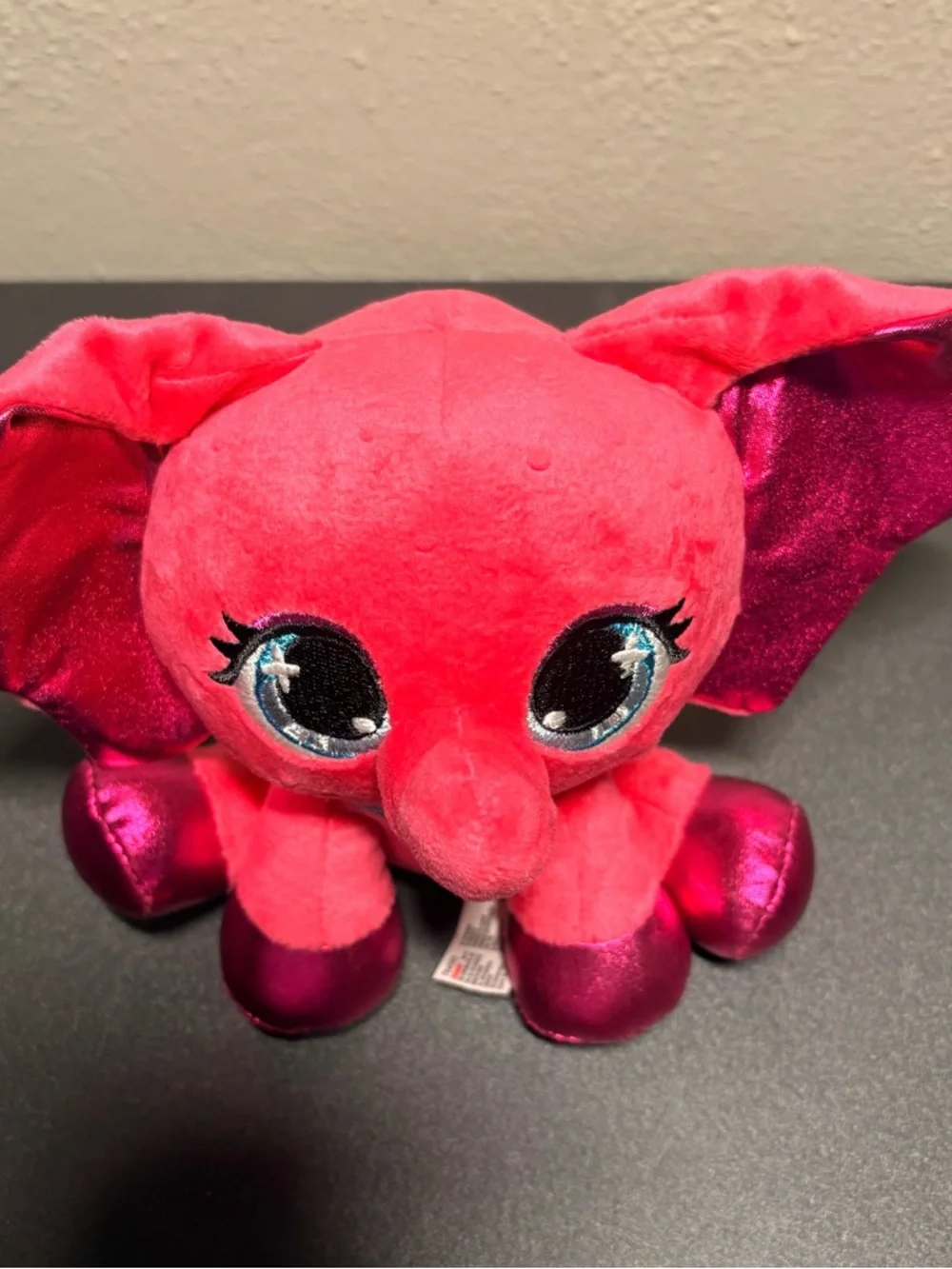 GANZ Bright‎ Pink Elephant Plush with Shiny Magenta Accents